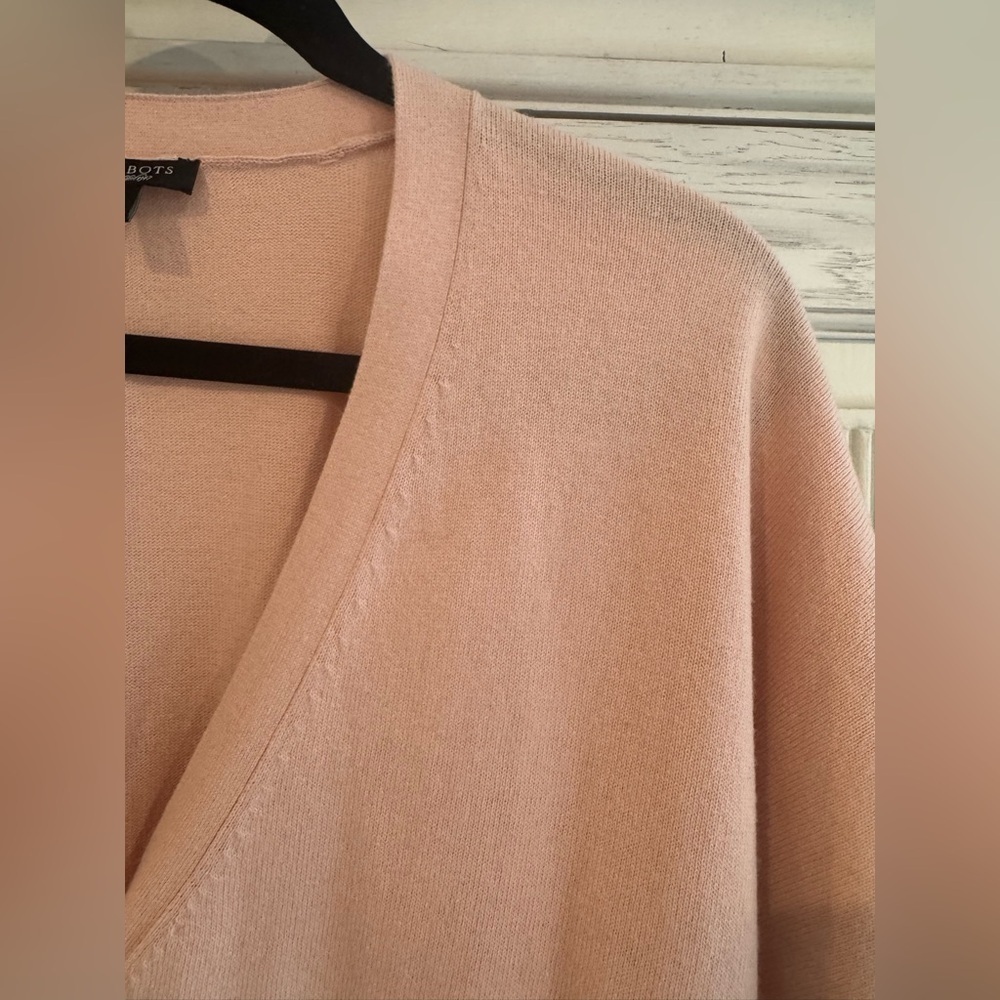 TALBOTS Womens Pink Peach Shortsleeve V-neck Cardigan, Large - Picture 10 of 14